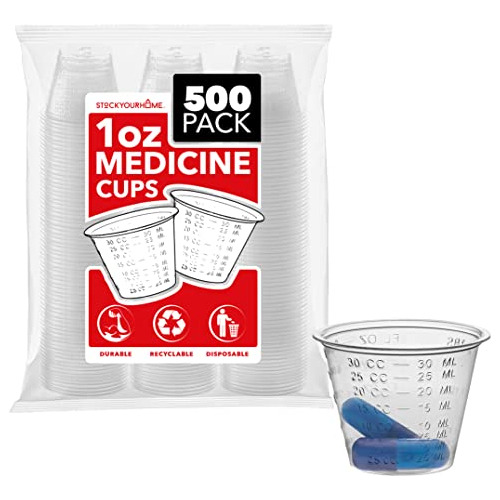 1 Oz Disposable Medicine Cups (500 Count) - Clear Plast...