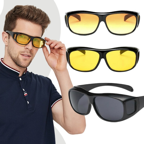 Lentes Hd Visión Nocturna Negro Unisex Manejo Noche Lente Amarillo