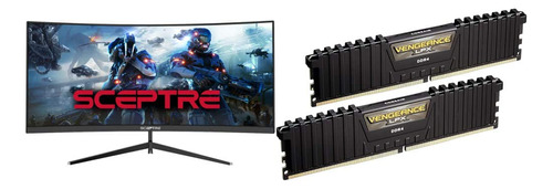 Sceptre Monitor Curvo Para Juego 30 Negro Metalico Lpx 2