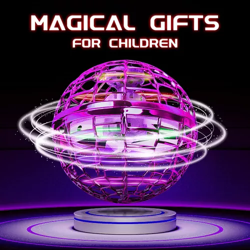 Globo de juguete de bola voladora giratorio de 360° controlado a mano,  controlador de luces LED mágicas, mini drone boomerang para niños y  adultos