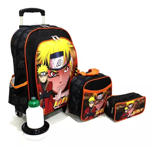 Mochila Escolar Naruto Uzumaki Desenho Rodinha G Meninos - Kids