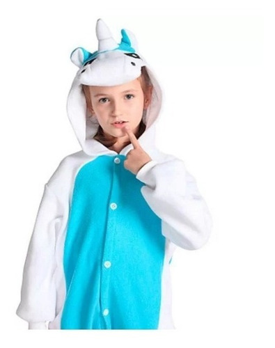 Pijama Infantil Niño, Kigurumi Diseño Unicornio Celeste