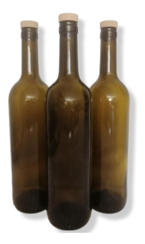 12 Botellas Ambar Vidrio 750ml Corcho