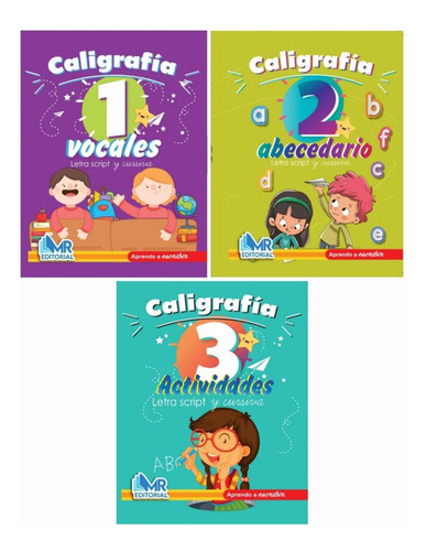 Guías Escolares De Caligrafía Preescolar Set De -3 Libros   