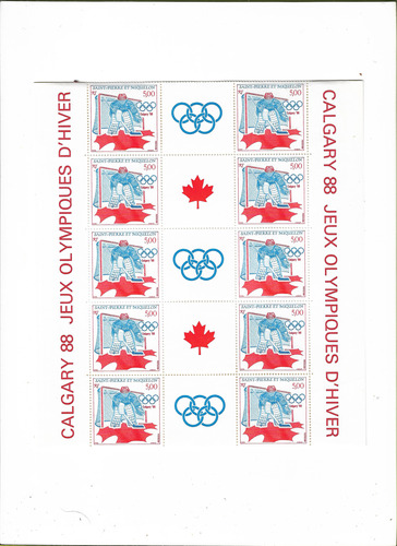 St Pierre Miquelon 1988 Olímpicos De Invierno Plancha Mint 