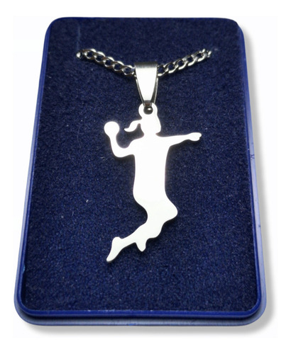 Dije Handball Masculino Femenino + Cadena - Acero Quirúrgico Color Plateado
