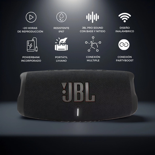 Parlante Jbl Charge 5 Portatil Bluetooth Waterproof Negro Negro