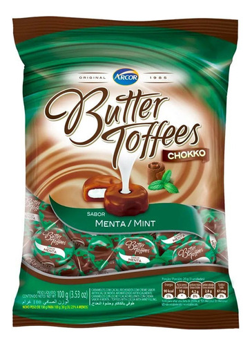 Bala de Caramelo Chokko Menta Butter Toffees 100g