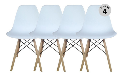 Silla Eames X4 Unidades - Blancas O Negras - Begônia Color de la estructura de la silla Blanco