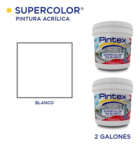 2 Pack Pintura Supercolor 15a Lavable Pintex 3.8 Lts Int/ext