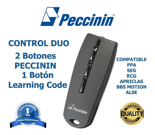 Imagen 2 de 6 de Control Remoto Portón Automático Peccinin Duo Seg Ppa Rcg