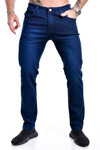 Pantalon Jeans Semi Chupin Azul Oscuro Calidad Premium