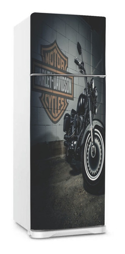 Adesivo Para Porta Da Geladeira Garage Moto Harley Exclusivo