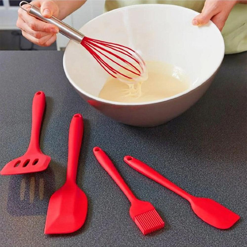 Kit 5 Unidades Utensílios De Cozinha Silicone Com Fue