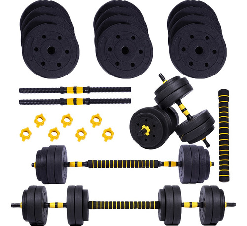Halteres Anilha Barra Kit Pesos Ajustáveis Musculação Academia 25kg Yangfit