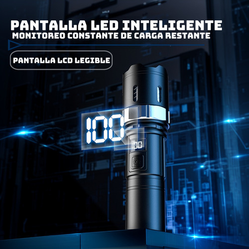 Lampara Tactica Rechargeable Led Linterna Ultra Potente Linterna Negro Luz Blanco,con 4 Modos De Iluminación