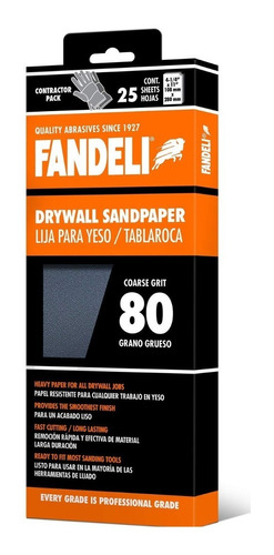 Kit 25 Lija Profesional Yeso Paredes Grado Grueso 80 Fandeli