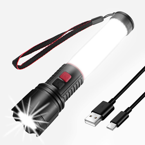 Linterna Led Recargable Con Luz Lateral De 360 Grados, Más B