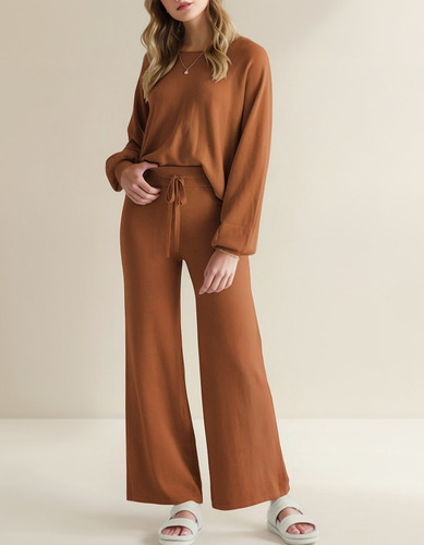 Tops De 2 Piezas Para Mujer Pantalones Anchos, Ropa El Hogar