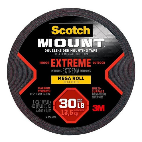 Cinta Montaje Doble Faz Scotch-mount / Extrema 2,5 Cm X 10 M