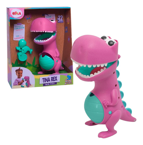 Boneco Infantil Tina Dinossauro Papa Tudo Rosa Elka