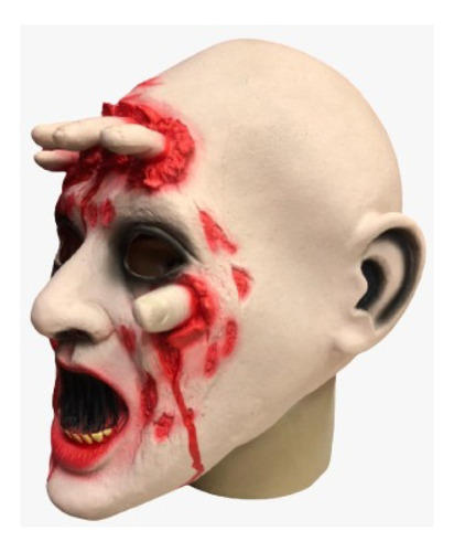 Máscara Zumbi Látex Halloween Dedos Terror Sangue Morte Cor Bege