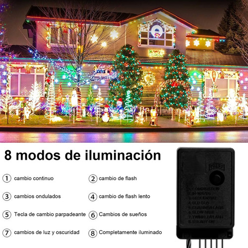 Manguera Luces Led Navideña Decoración 8modos 10m 200led Luces Navideñas,luces Navideñas De Led,decoracion Navideña,adornos Navideños Exterior,manguera Luces Led Muticolor
