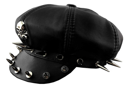 Cool Punk Rock Skull Spike Cap Biker Newsboy Flat Cap Hombre