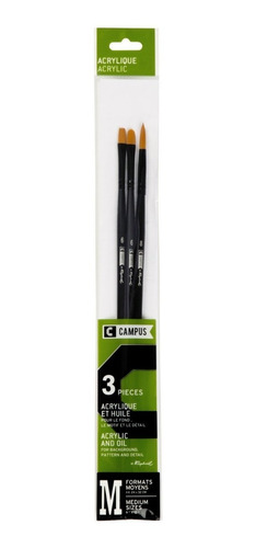 Campus Pinceles Set X 3 Unidades Acrilico Medium M