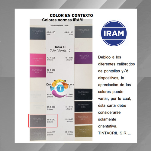 Pintura Epoxi Normas Iram 11-1-040 X 4.5 Litros Metalizado Brillante