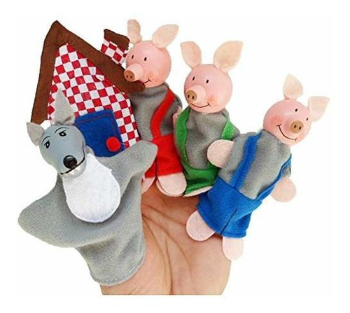 Titere - Three Little Pigs Finger And Wolf Puppet Story Toy,