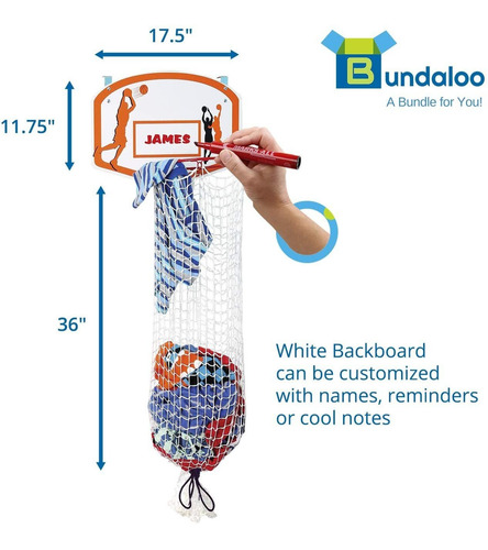 Imagen 2 de 6 de Cesto Para Lavandería De Baloncesto Bundaloo, Para Niños