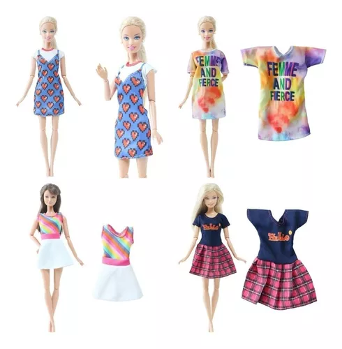 Kit Roupa Para Boneca Barbie Roupinha Mais Sapato Vestido de