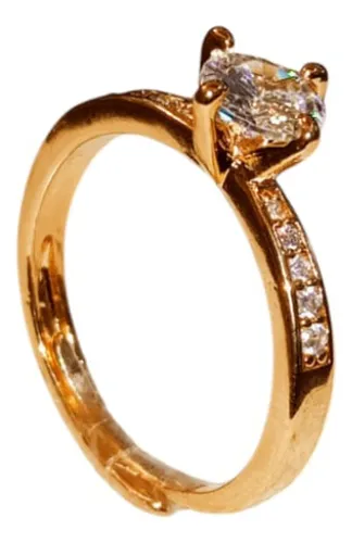 comprar Anel De Noivado Solitário Cosenza Zircônia Banhado Ouro