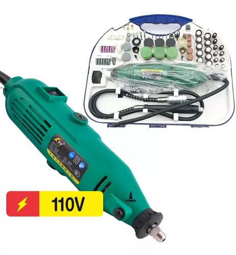 Kit Micro Mini Retifica Furadeira Politriz E Lixadeira Tipo Dremel Completa  40Pcs 250W Com Eixo Flexivel E Maleta 127V