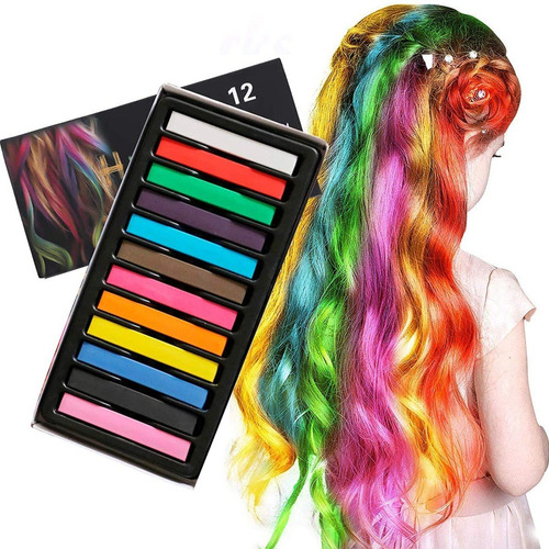 Imagen 1 de 10 de ¡ Tiza Temporal Color Hair Chalk Cabello Mechas Mechones !!