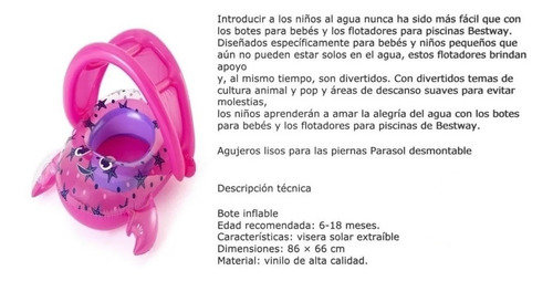 Imagen 3 de 5 de Bestway Asiento Flotador Salvavidas Cangrejo Bebé 34125