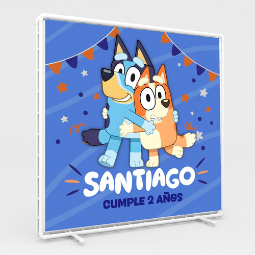 Lona Impresa Bluey Y Bingo 1.75x1.75mts Personalizada