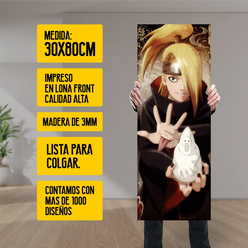 Imagen 2 de 8 de Cuadro Grande De Anime Deidara Akatsuki - Animeras