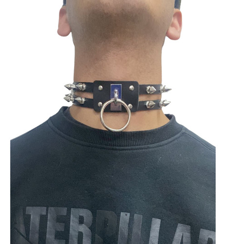 Collar Gótico Choker  Eco Cuero Punk Puntas Metal Aro