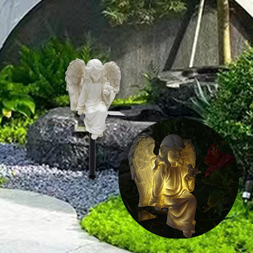 Estatua De Jardín Solar, Figura De Ángel, Escultura
