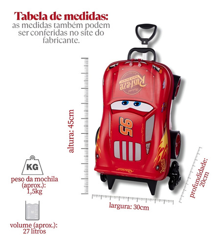 Mochila De Carrinho Cars Mcqueen 3d Infantil Impermeável