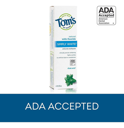 Toms Of Maine Simply White Toothpaste, Clean Mint, 4.7 Oz.