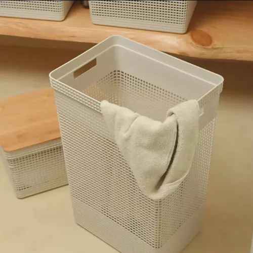 Canasto para ropa Ou Cesto Organizador Cesto Roupa Suja Organizador  Brinquedos de plástico color blanco