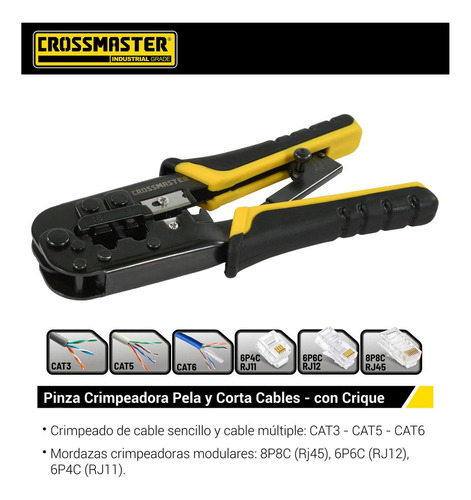 Pinza Crimpiadora Crossmaster 9969811 Rj11 Rj12 Rj45 Profesional