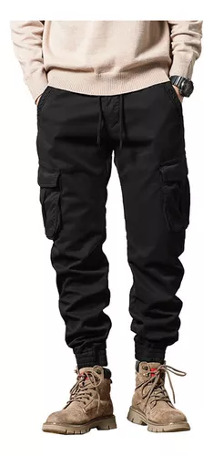 Pantalones negros Pantalones de carga casuales para hombre Pantalones de  trabajo Pantalones de hombre