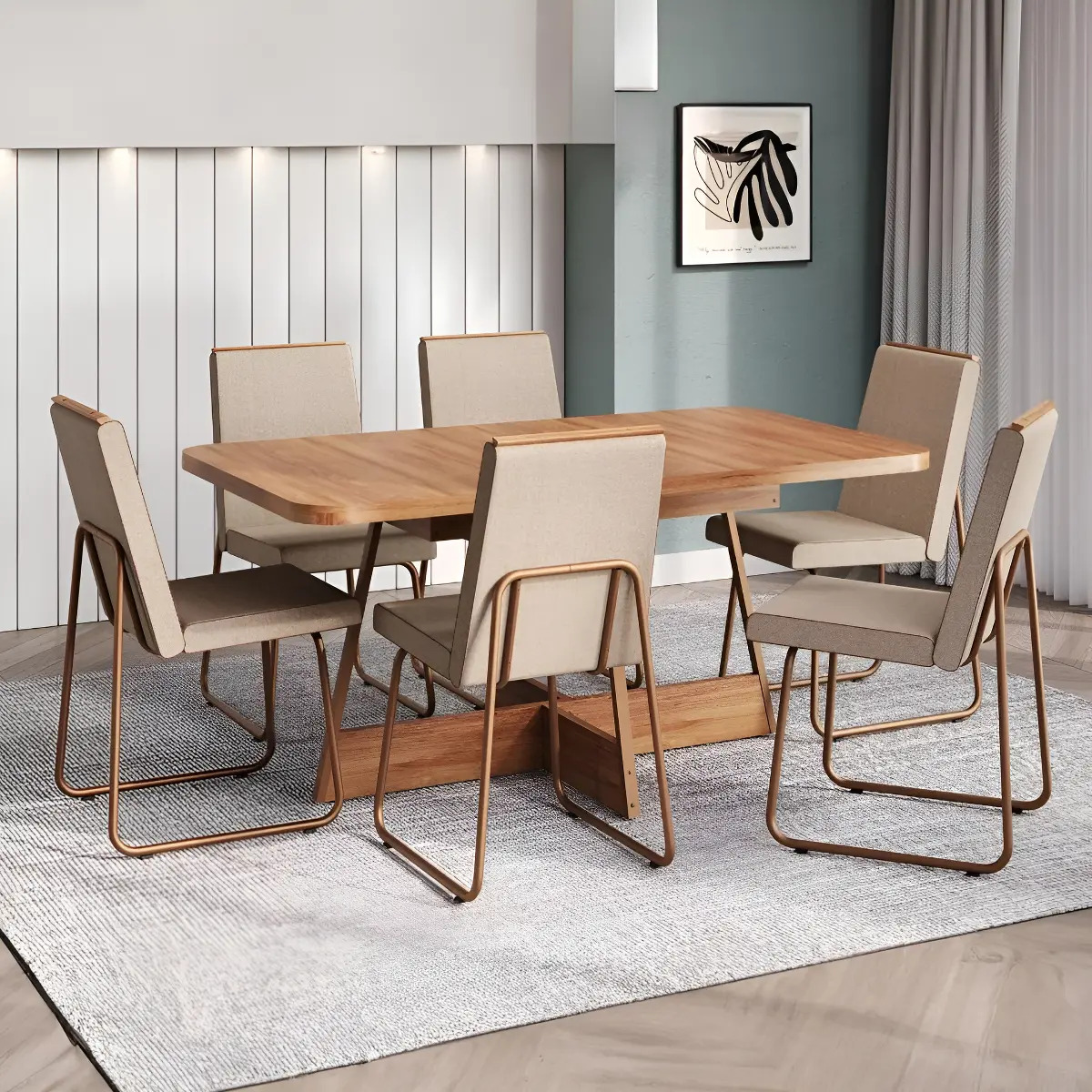 Conjunto Sala De Jantar 6 Cadeiras Arezzo Carraro Nog E Rosê