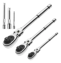 Comprar SHAWTY Juego De Matracas Ajustable, Llaves De Trinquete De 180 Grados, Juego de 6 Llaves De Botón De Liberación Rápida de 72 Dientes, Unidad De 1\u002F4, 3\u002F8, 1\u002F2