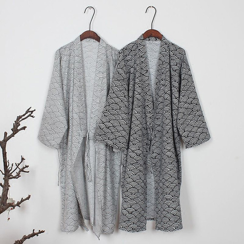 Bata Tipo Kimono Yukata De Algodón Robe Para Hombre, Bata De