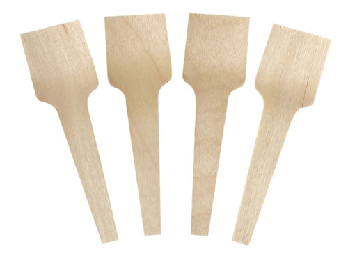 Mini Paleta Cuchara Desechable Madera Bambú Postre Helado 50